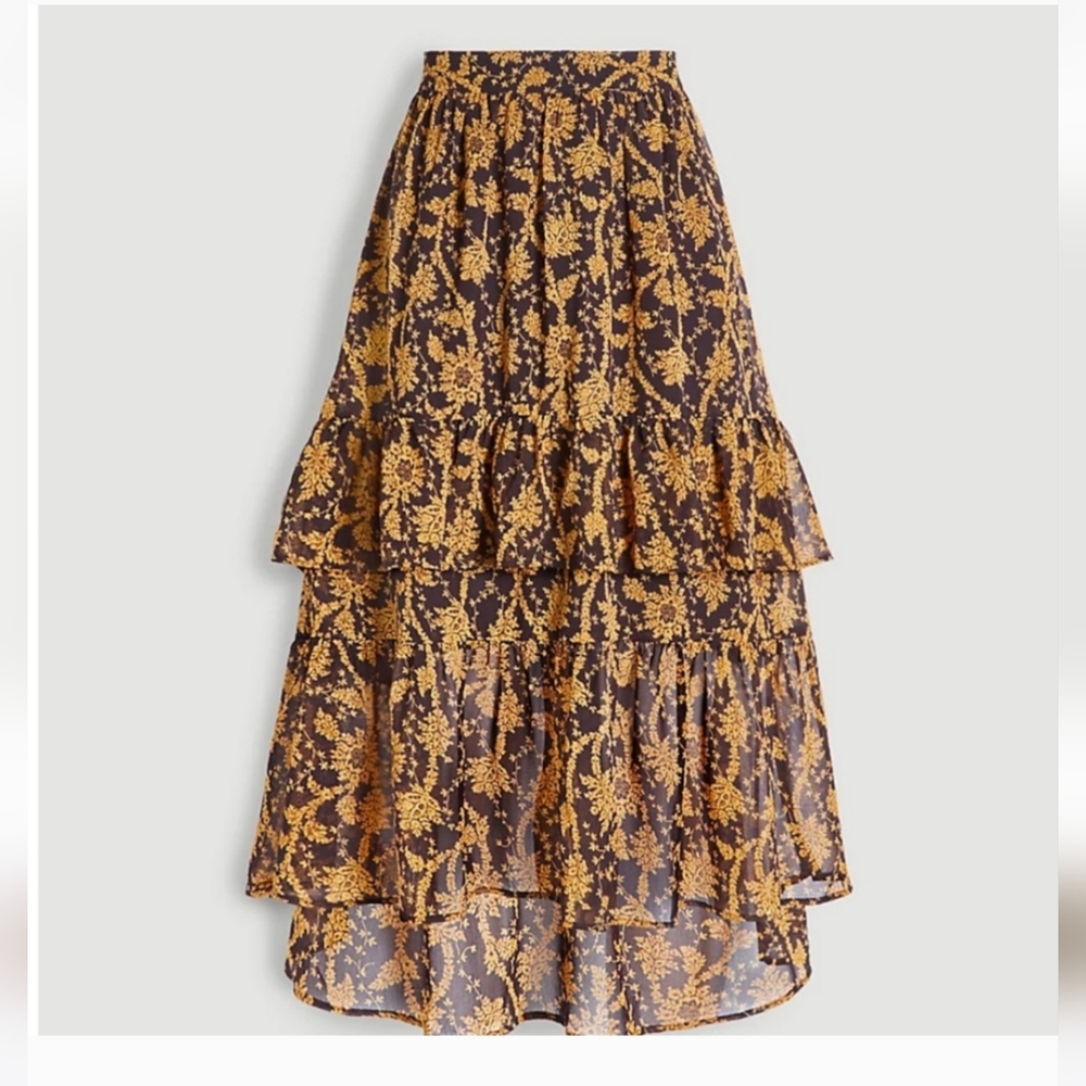 Ann Taylor Midi Chiffon Tiered Skirt